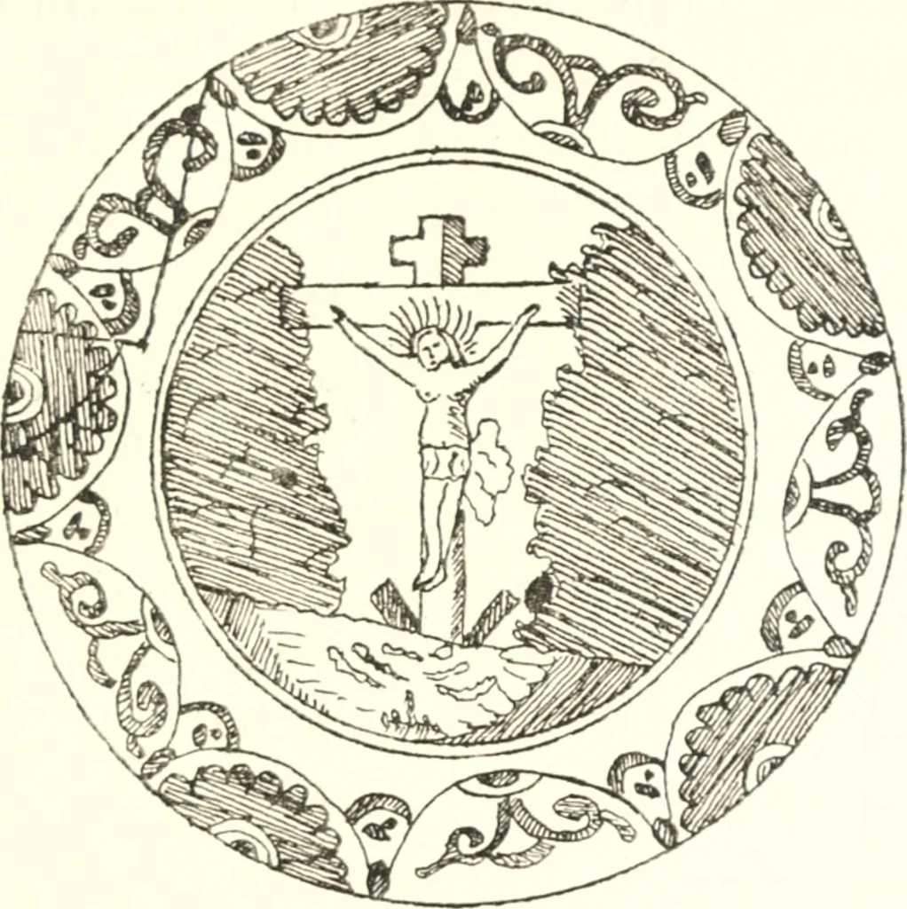An illustration from Blue dash chargers and other early English tin enamel circular dishes, 1919, leaf 192