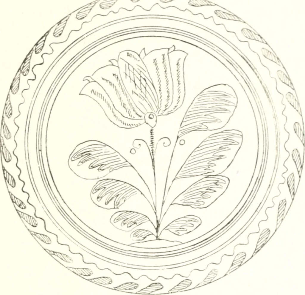 An illustration from Blue dash chargers and other early English tin enamel circular dishes, 1919, leaf 58
