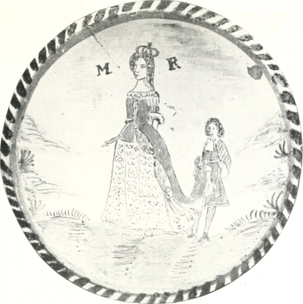 An illustration from Blue dash chargers and other early English tin enamel circular dishes, 1919, leaf 90