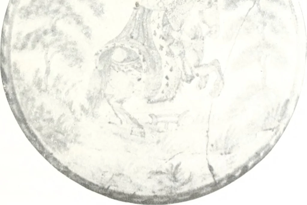An illustration from Blue dash chargers and other early English tin enamel circular dishes, 1919, leaf 90