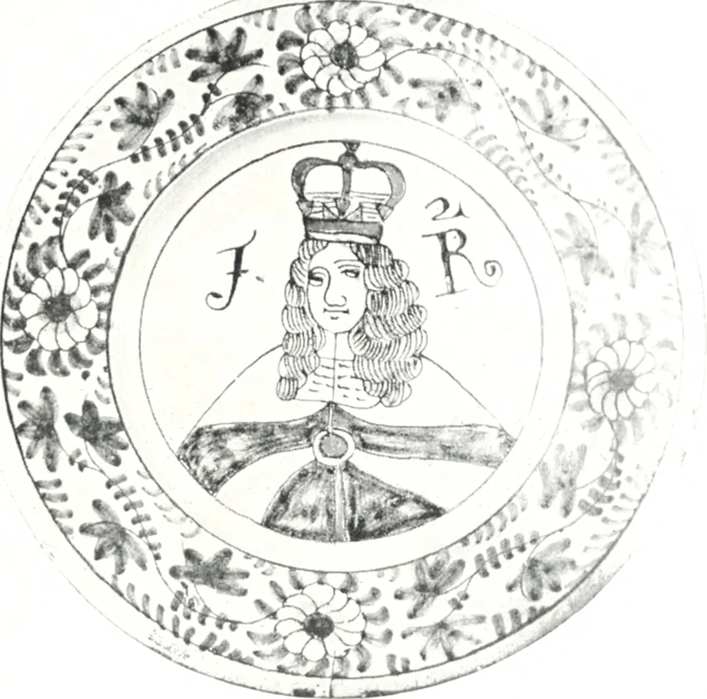 An illustration from Blue dash chargers and other early English tin enamel circular dishes, 1919, leaf 94