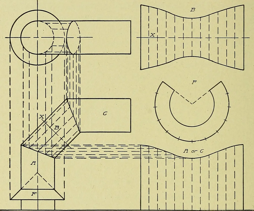 An illustration from Blueprint reading; a practical manual of instruction in blueprint reading through the analysis of typical plates with reference to mechanical drawing conventions and methods, the laws of projection, etc, 1919, leaf 257