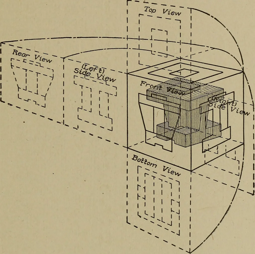 An illustration from Blueprint reading; a practical manual of instruction in blueprint reading through the analysis of typical plates with reference to mechanical drawing conventions and methods, the laws of projection, etc, 1919, leaf 300