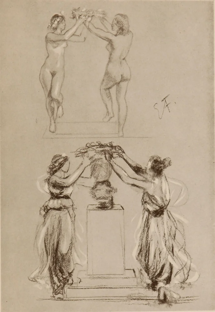 An illustration from The work of Emil Fuchs [electronic resource] : illustrating some of his representative paintings, sculpture, medals and studies. Issued on the occasion of an exhibition of his works under the auspices of Messrs. Cartier, February 7th to March 5th,1921. New York city, 1921, leaf 124