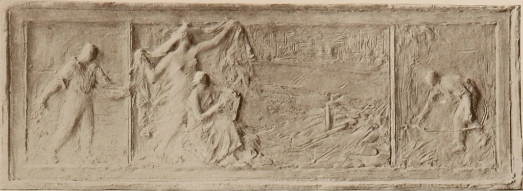 An illustration from The work of Emil Fuchs [electronic resource] : illustrating some of his representative paintings, sculpture, medals and studies. Issued on the occasion of an exhibition of his works under the auspices of Messrs. Cartier, February 7th to March 5th,1921. New York city, 1921, leaf 56