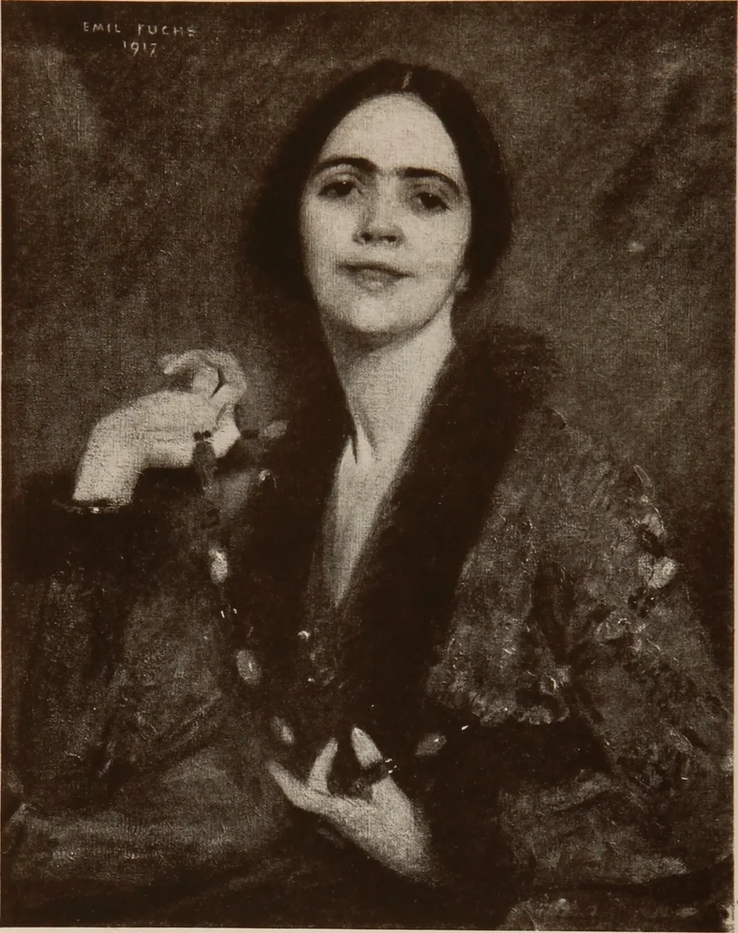 An illustration from The work of Emil Fuchs [electronic resource] : illustrating some of his representative paintings, sculpture, medals and studies. Issued on the occasion of an exhibition of his works under the auspices of Messrs. Cartier, February 7th to March 5th,1921. New York city, 1921, leaf 83