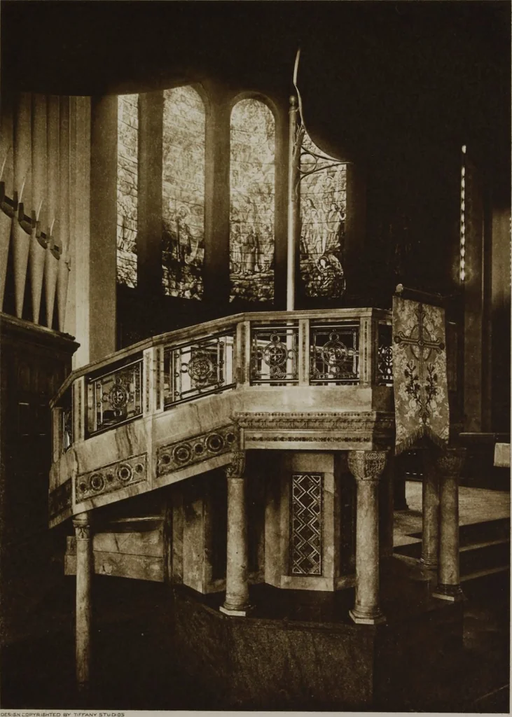 An illustration from Tiffany favrile glass, Tiffany windows, Tiffany mosaics, Tiffany monuments, Tiffany granite [electronic resource], 1922, leaf 62