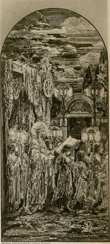 An illustration from Tiffany favrile glass, Tiffany windows, Tiffany mosaics, Tiffany monuments, Tiffany granite [electronic resource], 1922, leaf 77