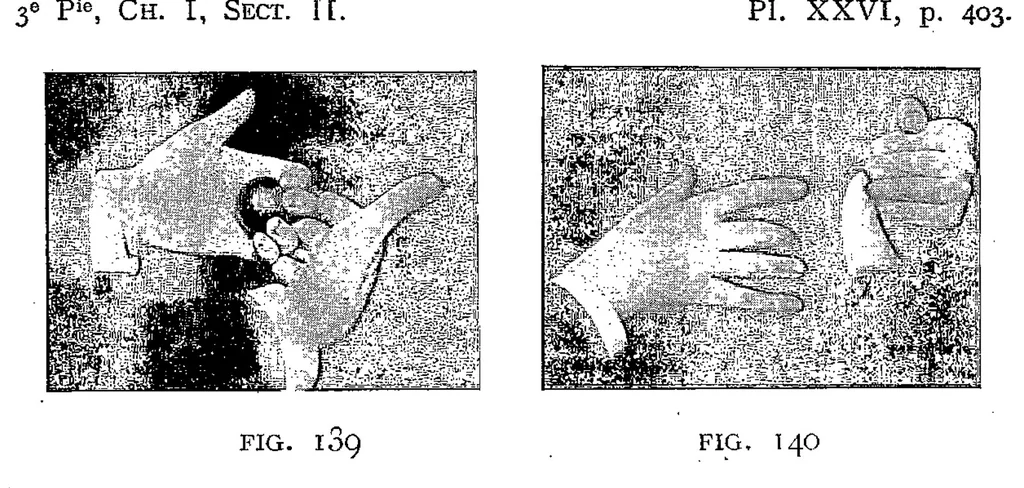 An illustration from La prestidigitation sans appareils : traité de tous les tours de mains anciens et de toutes les manipulations nouvelles (notamment du double empalmage), comprenant des tours anciens et modernes (cartes, pièces, billes de billard, dés à coudre) / Camille Gaultier,.., 1914, leaf 456
