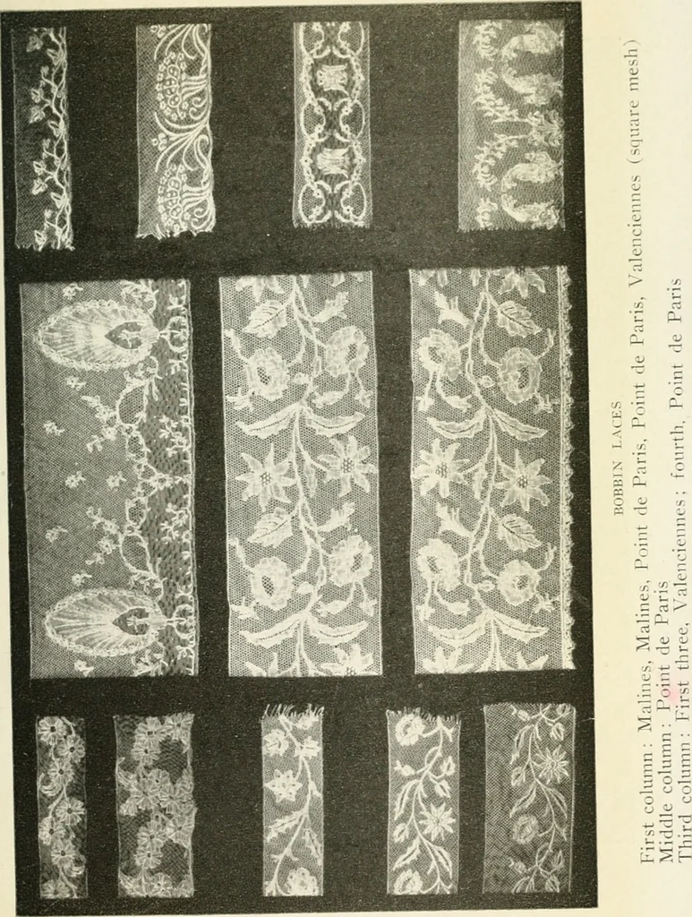 An illustration from Bobbins of Belgium; a book of Belgian lace, lace-workers, lace-schools and lace-villages, 1920, leaf 108