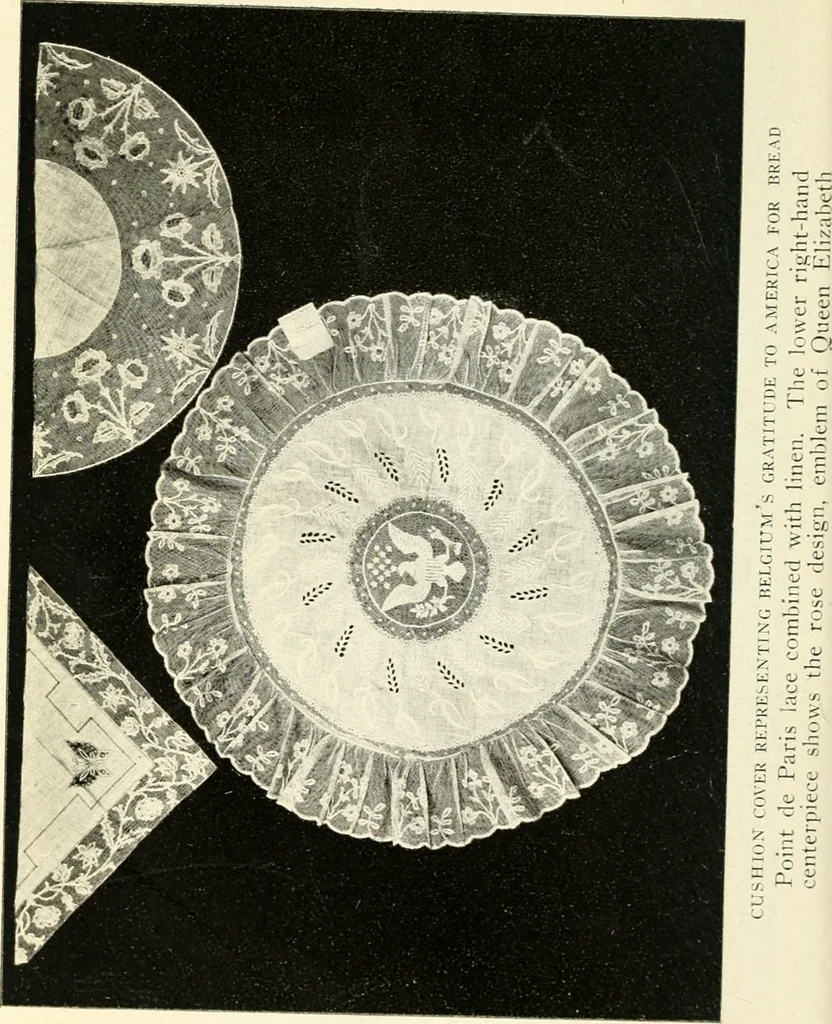 An illustration from Bobbins of Belgium; a book of Belgian lace, lace-workers, lace-schools and lace-villages, 1920, leaf 109