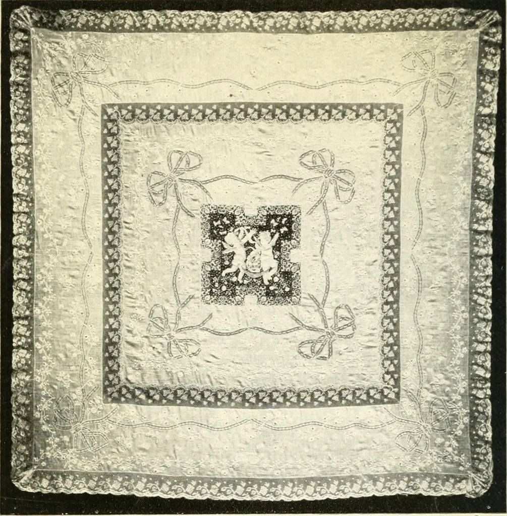 An illustration from Bobbins of Belgium; a book of Belgian lace, lace-workers, lace-schools and lace-villages, 1920, leaf 153