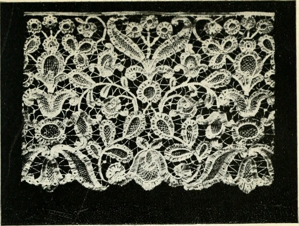 An illustration from Bobbins of Belgium; a book of Belgian lace, lace-workers, lace-schools and lace-villages, 1920, leaf 190
