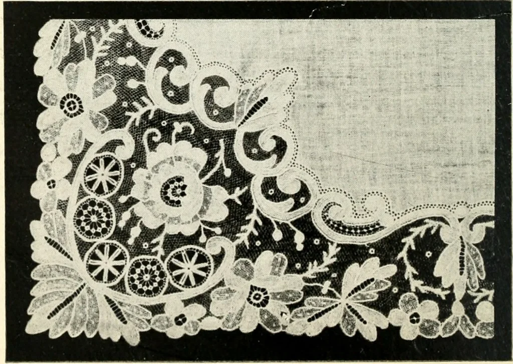 An illustration from Bobbins of Belgium; a book of Belgian lace, lace-workers, lace-schools and lace-villages, 1920, leaf 209