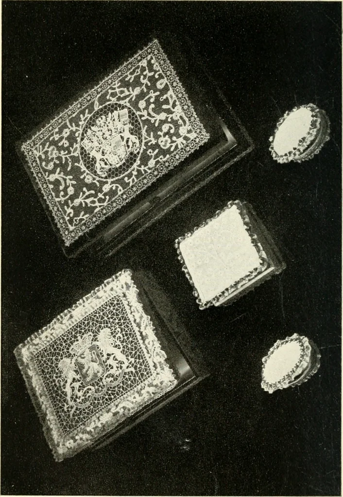 An illustration from Bobbins of Belgium; a book of Belgian lace, lace-workers, lace-schools and lace-villages, 1920, leaf 215