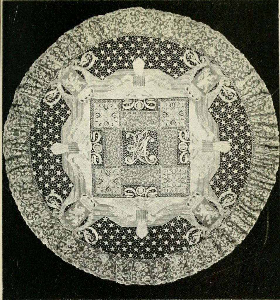 An illustration from Bobbins of Belgium; a book of Belgian lace, lace-workers, lace-schools and lace-villages, 1920, leaf 290
