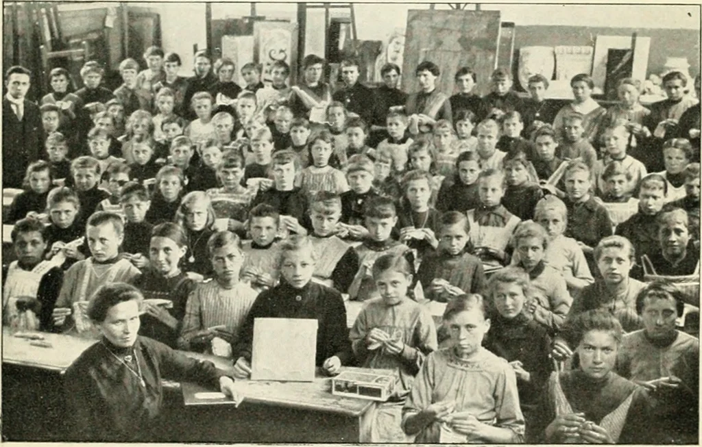 An illustration from Bobbins of Belgium; a book of Belgian lace, lace-workers, lace-schools and lace-villages, 1920, leaf 322