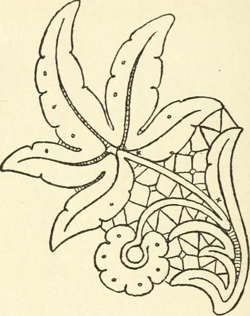 An illustration from Bobbins of Belgium; a book of Belgian lace, lace-workers, lace-schools and lace-villages, 1920, leaf 345