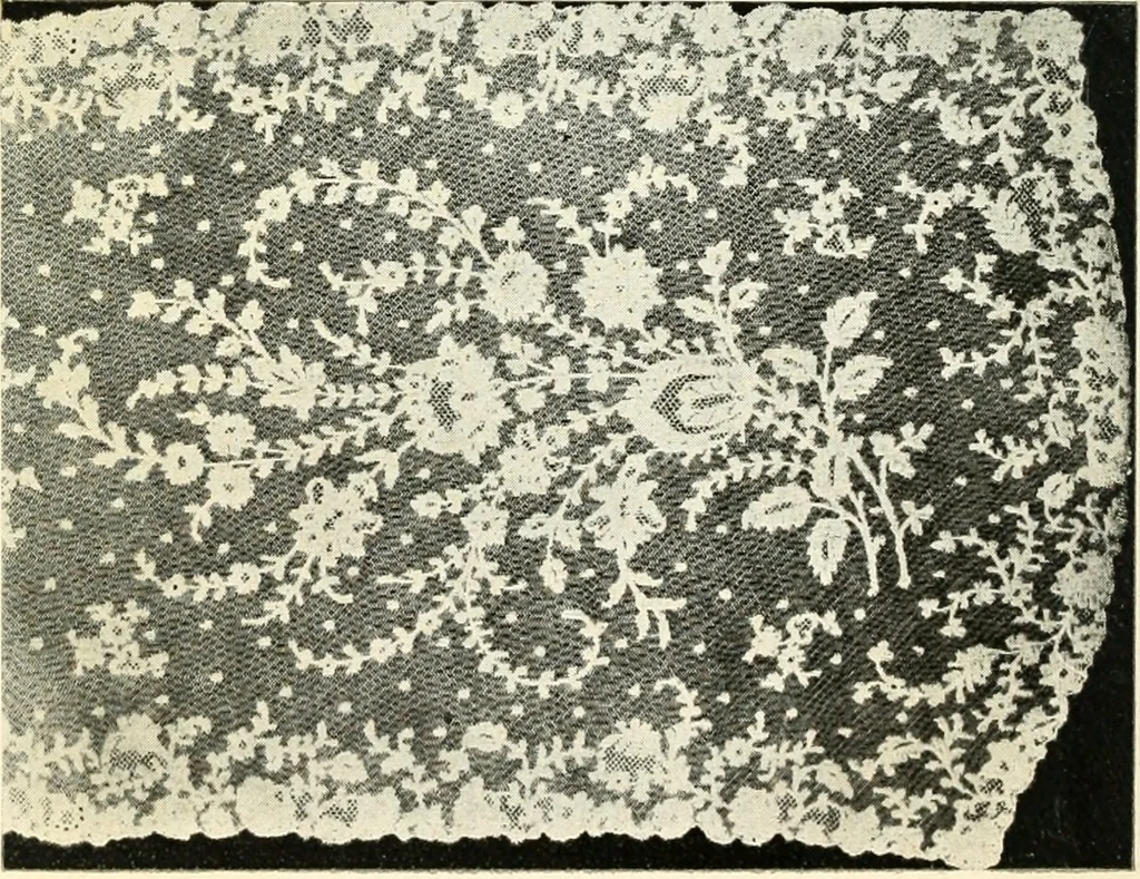 An illustration from Bobbins of Belgium; a book of Belgian lace, lace-workers, lace-schools and lace-villages, 1920, leaf 91