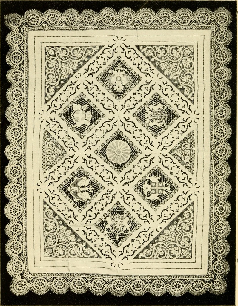 An illustration from Bobbins of Belgium; a book of Belgian lace, lace-workers, lace-schools and lace-villages, 1920, leaf 125