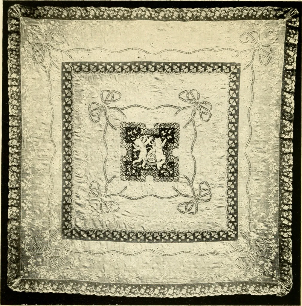 An illustration from Bobbins of Belgium; a book of Belgian lace, lace-workers, lace-schools and lace-villages, 1920, leaf 151
