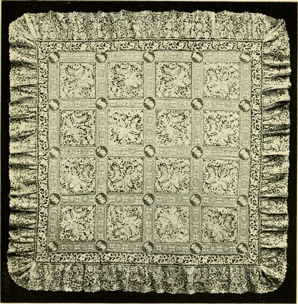 An illustration from Bobbins of Belgium; a book of Belgian lace, lace-workers, lace-schools and lace-villages, 1920, leaf 179