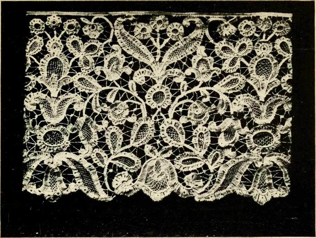 An illustration from Bobbins of Belgium; a book of Belgian lace, lace-workers, lace-schools and lace-villages, 1920, leaf 188