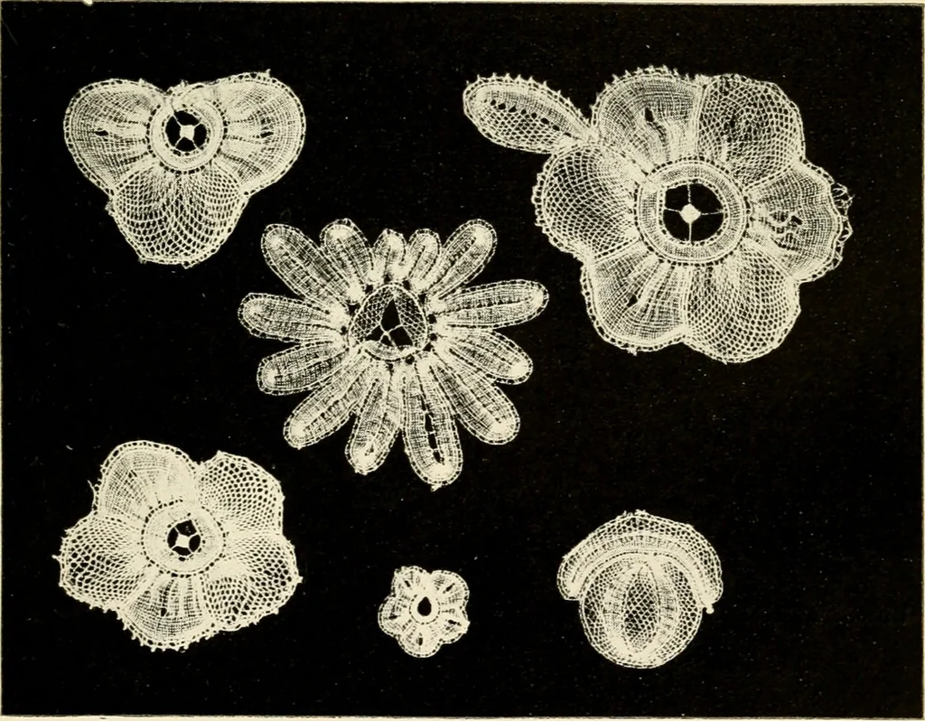 An illustration from Bobbins of Belgium; a book of Belgian lace, lace-workers, lace-schools and lace-villages, 1920, leaf 188