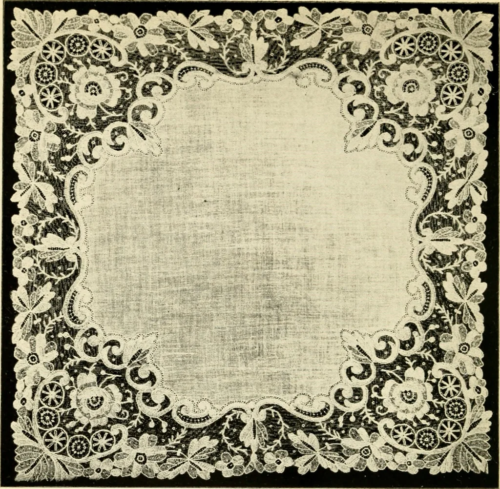 An illustration from Bobbins of Belgium; a book of Belgian lace, lace-workers, lace-schools and lace-villages, 1920, leaf 207