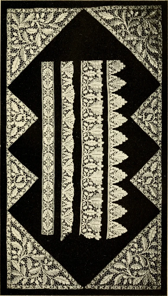 An illustration from Bobbins of Belgium; a book of Belgian lace, lace-workers, lace-schools and lace-villages, 1920, leaf 212