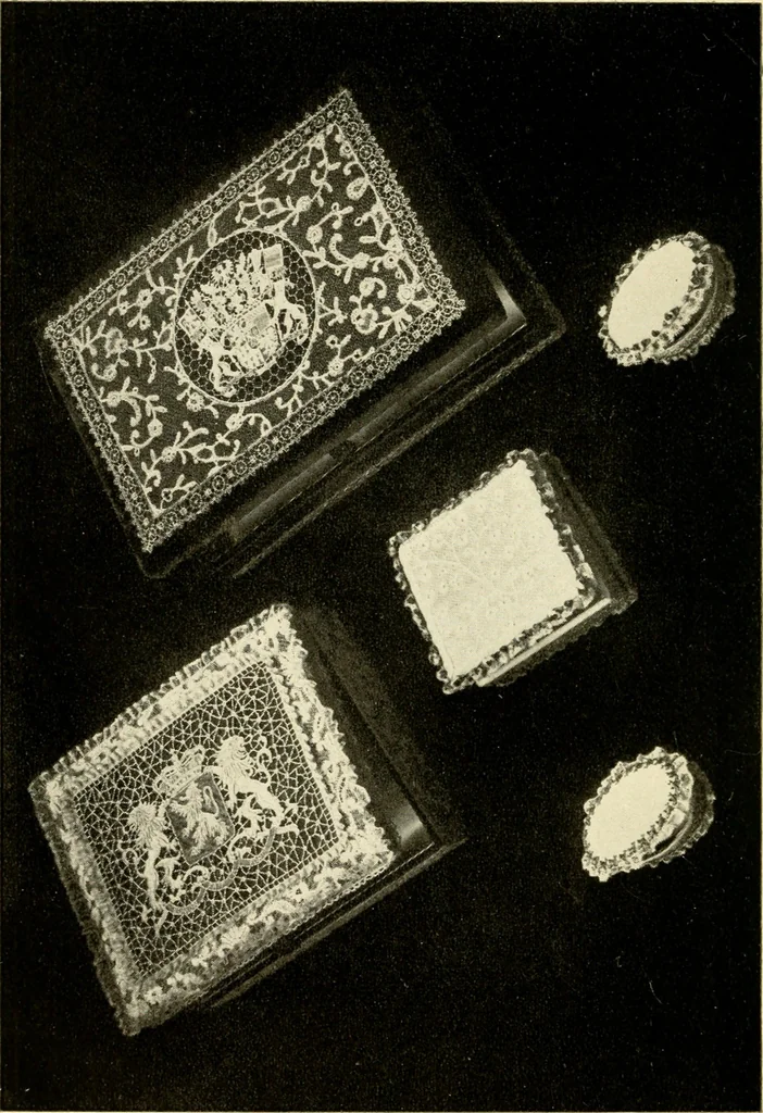 An illustration from Bobbins of Belgium; a book of Belgian lace, lace-workers, lace-schools and lace-villages, 1920, leaf 213