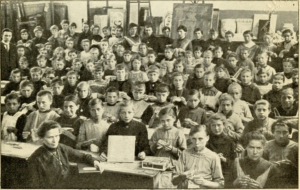 An illustration from Bobbins of Belgium; a book of Belgian lace, lace-workers, lace-schools and lace-villages, 1920, leaf 316