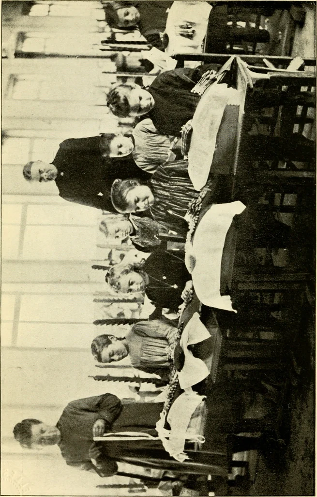 An illustration from Bobbins of Belgium; a book of Belgian lace, lace-workers, lace-schools and lace-villages, 1920, leaf 67