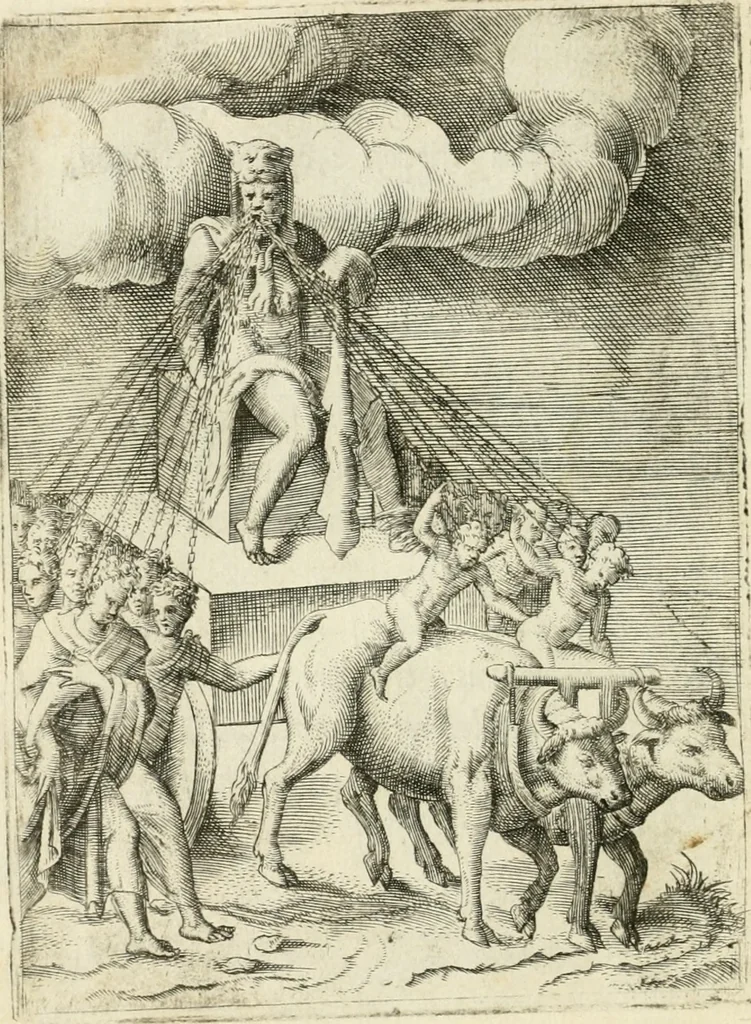An illustration from Achillis Bocchii Bonon. Symbolicarvm quaestionvm de vniverso genere qvas serio lvdebat libri qvinqve, 1555, leaf 111
