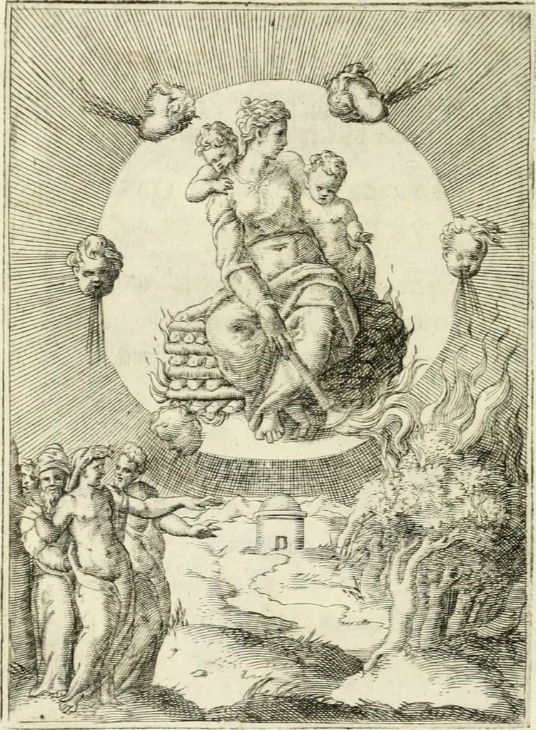 An illustration from Achillis Bocchii Bonon. Symbolicarvm quaestionvm de vniverso genere qvas serio lvdebat libri qvinqve, 1555, leaf 181