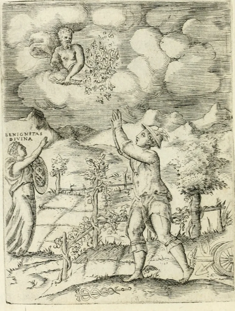 An illustration from Achillis Bocchii Bonon. Symbolicarvm quaestionvm de vniverso genere qvas serio lvdebat libri qvinqve, 1555, leaf 197