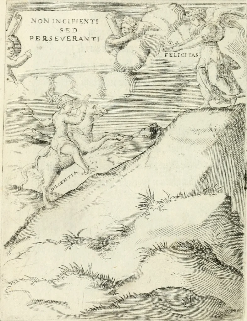 An illustration from Achillis Bocchii Bonon. Symbolicarvm quaestionvm de vniverso genere qvas serio lvdebat libri qvinqve, 1555, leaf 201