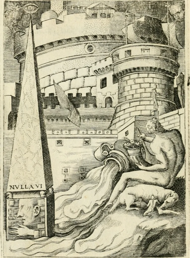 An illustration from Achillis Bocchii Bonon. Symbolicarvm quaestionvm de vniverso genere qvas serio lvdebat libri qvinqve, 1555, leaf 223
