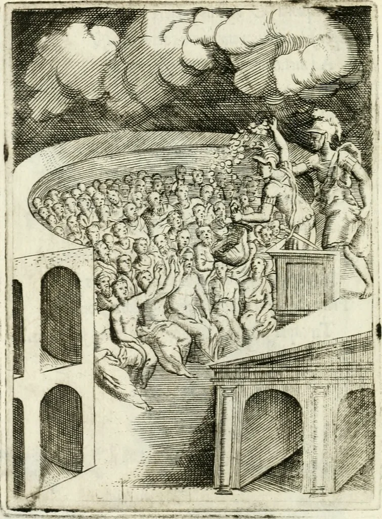 An illustration from Achillis Bocchii Bonon. Symbolicarvm quaestionvm de vniverso genere qvas serio lvdebat libri qvinqve, 1555, leaf 239