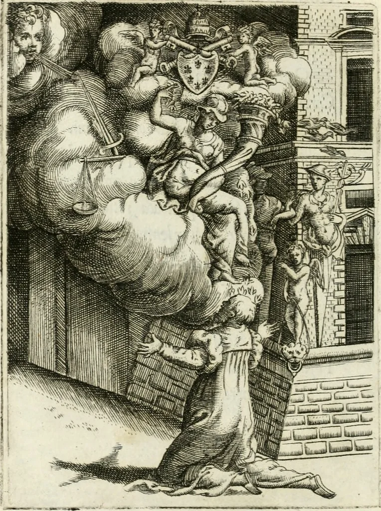 An illustration from Achillis Bocchii Bonon. Symbolicarvm quaestionvm de vniverso genere qvas serio lvdebat libri qvinqve, 1555, leaf 247