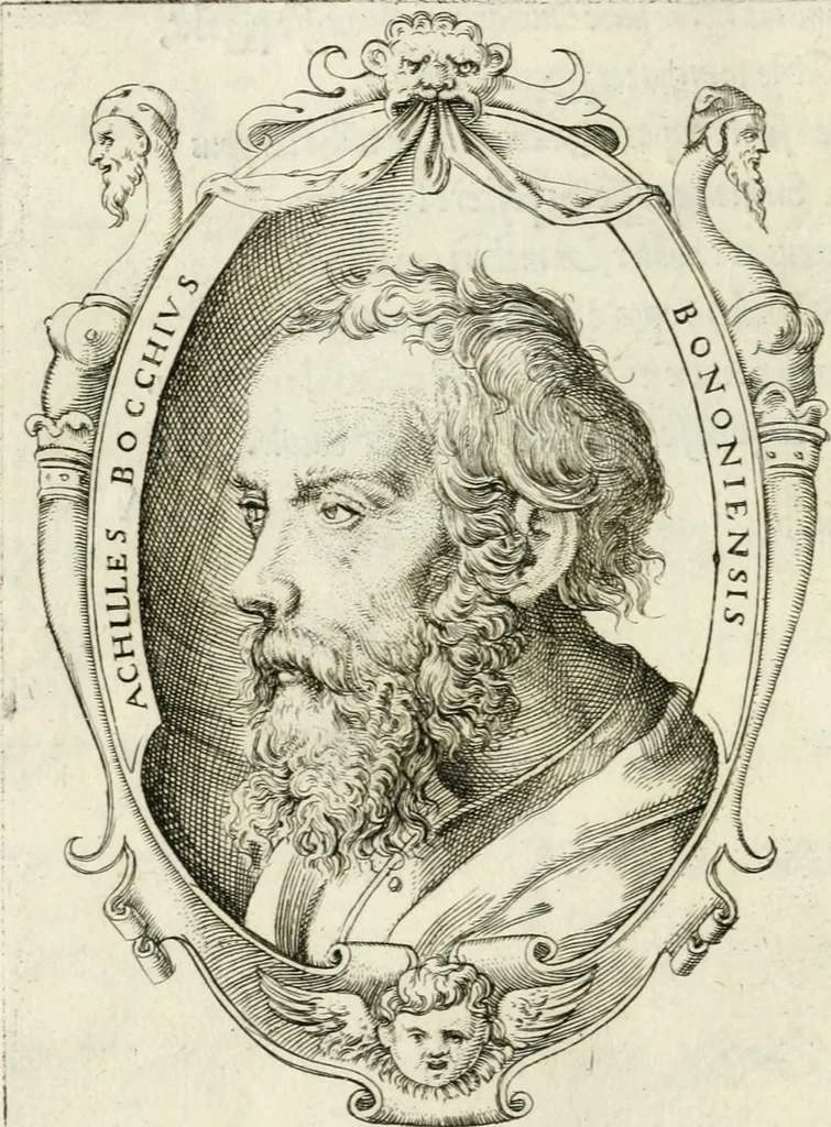 An illustration from Achillis Bocchii Bonon. Symbolicarvm quaestionvm de vniverso genere qvas serio lvdebat libri qvinqve, 1555, leaf 25