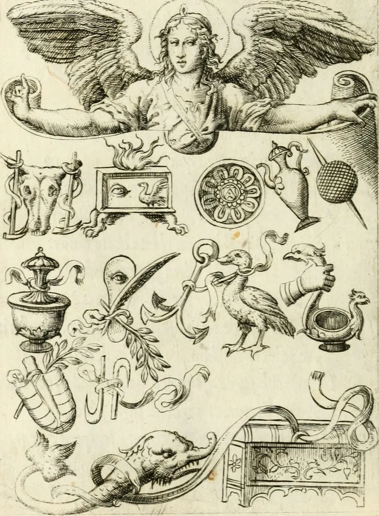 An illustration from Achillis Bocchii Bonon. Symbolicarvm quaestionvm de vniverso genere qvas serio lvdebat libri qvinqve, 1555, leaf 357