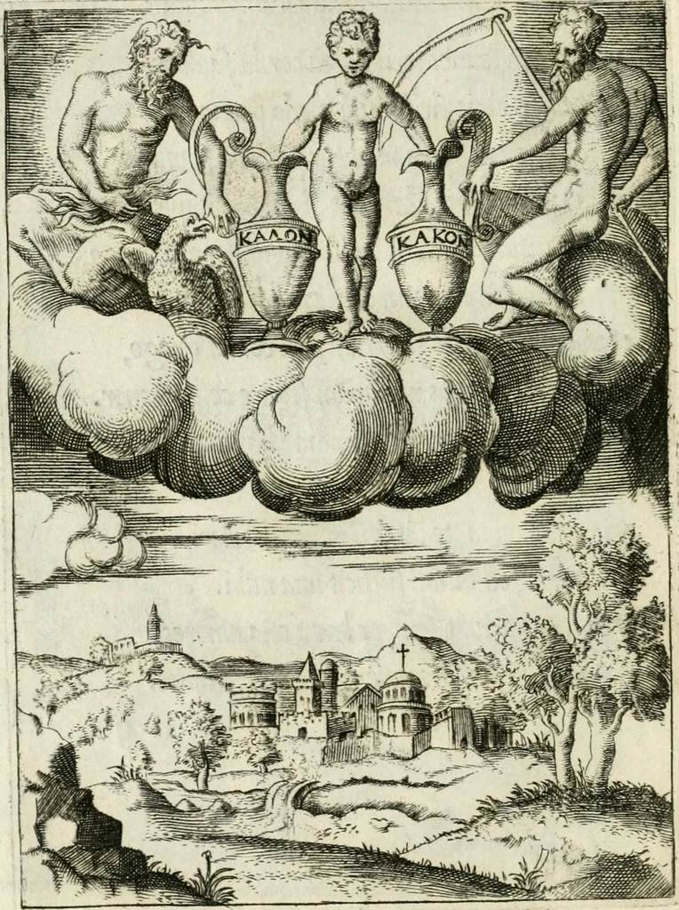 An illustration from Achillis Bocchii Bonon. Symbolicarvm quaestionvm de vniverso genere qvas serio lvdebat libri qvinqve, 1555, leaf 39