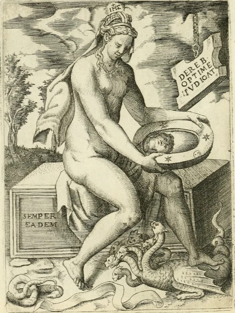 An illustration from Achillis Bocchii Bonon. Symbolicarvm quaestionvm de vniverso genere qvas serio lvdebat libri qvinqve, 1555, leaf 45