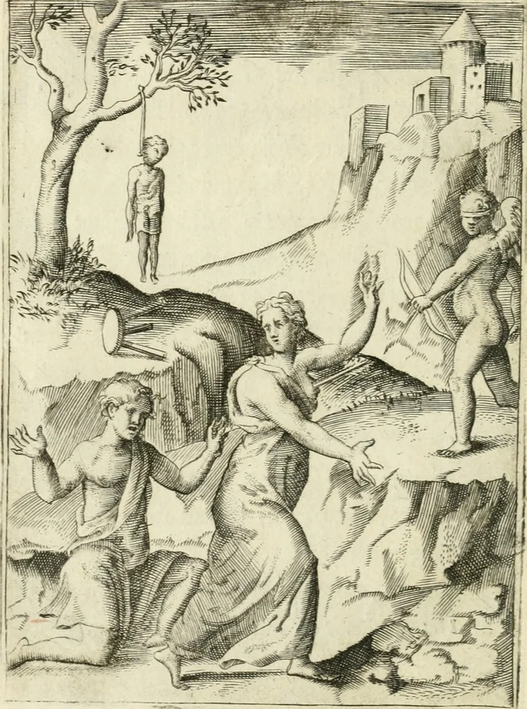 An illustration from Achillis Bocchii Bonon. Symbolicarvm quaestionvm de vniverso genere qvas serio lvdebat libri qvinqve, 1555, leaf 47