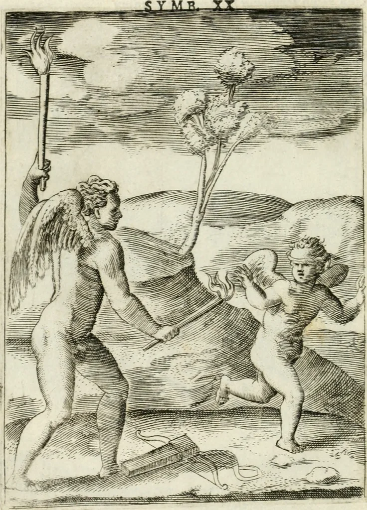 An illustration from Achillis Bocchii Bonon. Symbolicarvm quaestionvm de vniverso genere qvas serio lvdebat libri qvinqve, 1555, leaf 63
