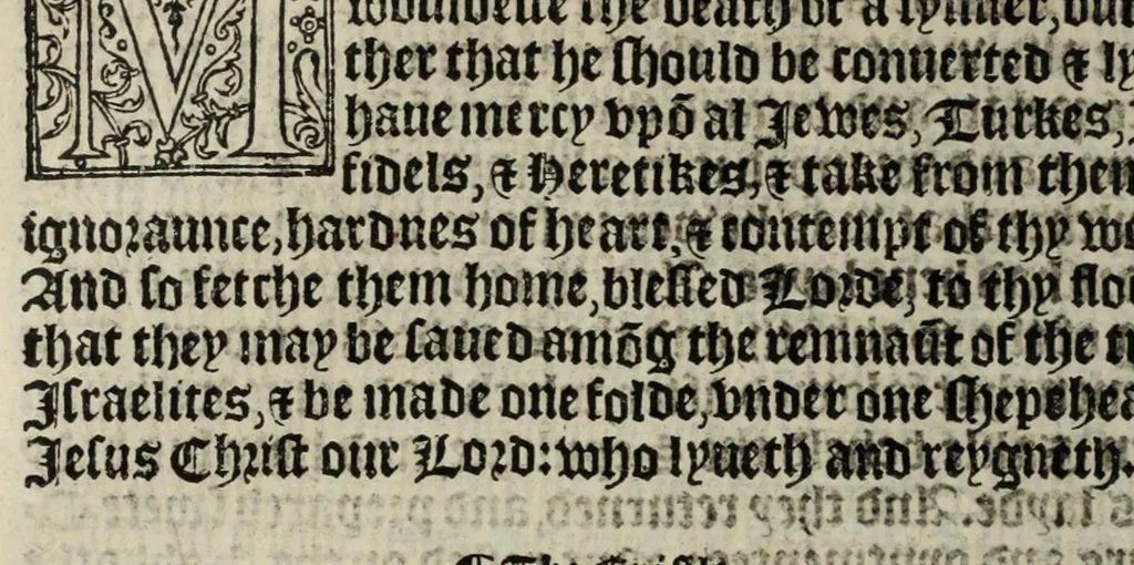 An illustration from The boke of common prayer and administracion of the sacramentes and other rites and ceremonies in the Churche of Englande, 1552, leaf 136