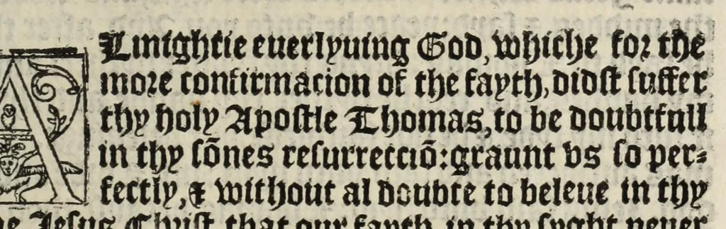 An illustration from The boke of common prayer and administracion of the sacramentes and other rites and ceremonies in the Churche of Englande, 1552, leaf 217