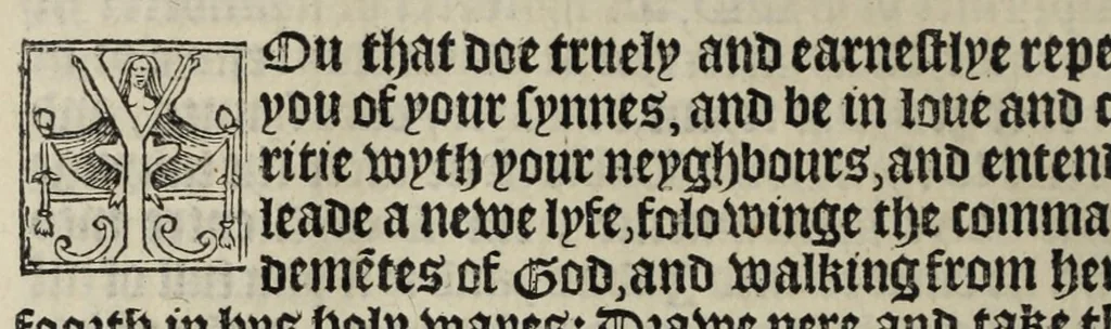 An illustration from The boke of common prayer and administracion of the sacramentes and other rites and ceremonies in the Churche of Englande, 1552, leaf 264