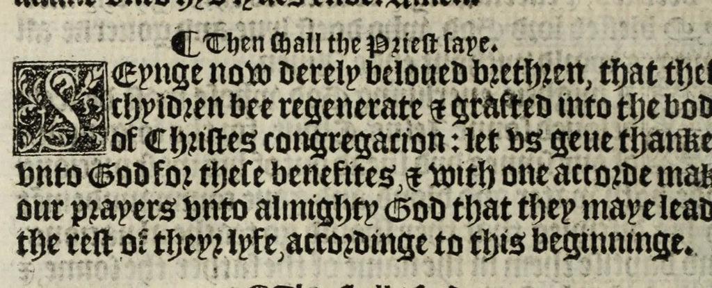 An illustration from The boke of common prayer and administracion of the sacramentes and other rites and ceremonies in the Churche of Englande, 1552, leaf 282